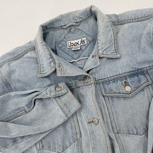 Vintage Womens Jean Jacket Size L Blue  Denim Trucker Jacket by The Jack Set